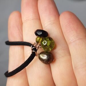 Genuine Onyx, Peacock Pearl Copper Wire Wrapped Necklace